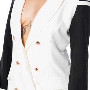 AKIRA Black and White Double-Breasted Blazer